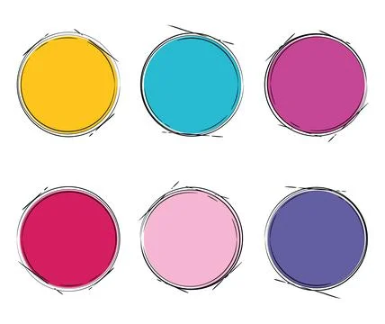 Vector circle labels hand drawn outline design Stock Illustration