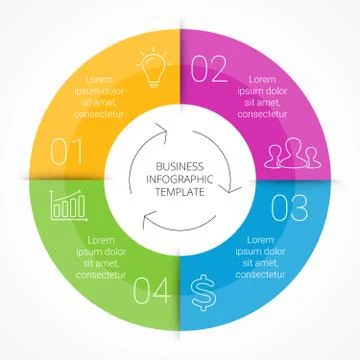 Vector circle line infographic. Template for cycle diagram, graph, presentation Stock Illustration