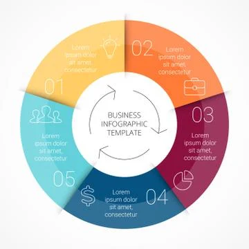Vector circle line infographic. Template for cycle diagram, graph, presentation Stock Illustration