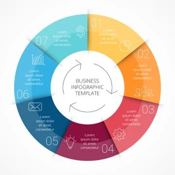Vector circle line infographic. Template for cycle diagram, graph, presentation Stock Illustration