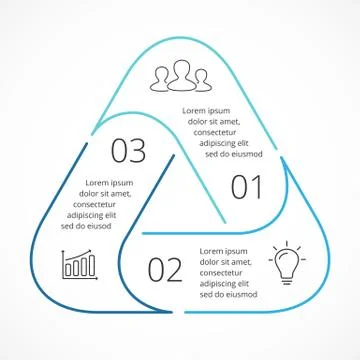 Vector circle linear arrows infographic, triangle diagram, graph, flat minimal Stock Illustration