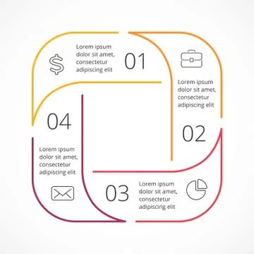 Vector circle linear arrows infographic, square diagram, graph, flat minimal Stock Illustration