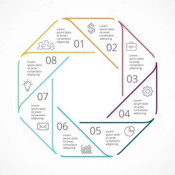 Vector circle linear arrows infographic, diagram, graph, flat minimal Stock Illustration