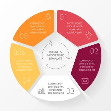 Vector circle lines infographic. Template for cycle diagram, graph, presentation Stock Illustration