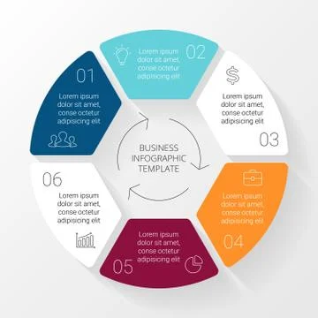 Vector circle lines infographic. Template for cycle diagram, graph, presentation Stock Illustration
