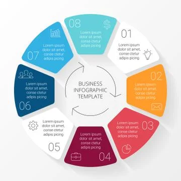 Vector circle lines infographic. Template for cycle diagram, graph, presentation Stock Illustration