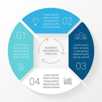 Vector circle lines infographic. Template for cycle diagram, graph, presentation Stock Illustration