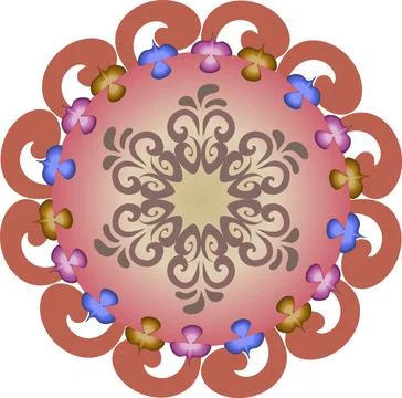 A vector circle made up of stylized birds with spread wings and curl patterns Stock Illustration