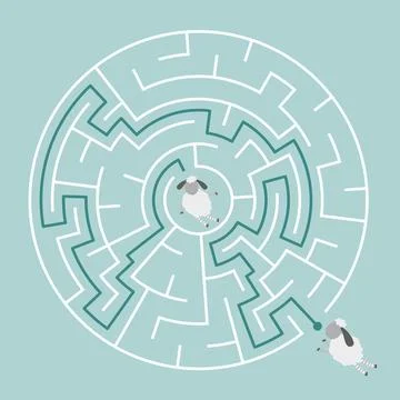 Vector circle maze isolated on green background Stock Illustration