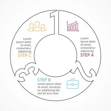Vector circle numbers linear infographic, cycle diagram, graph, presentation Illustrazione stock