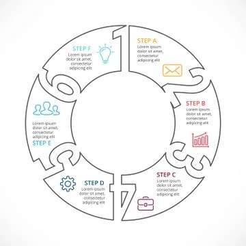 Vector circle numbers linear infographic, cycle diagram, graph, presentation Stock Illustration