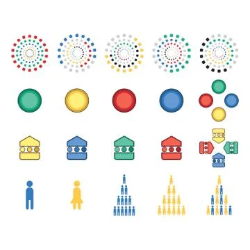 Vector of circle patterns and human pyramids Stock Illustration