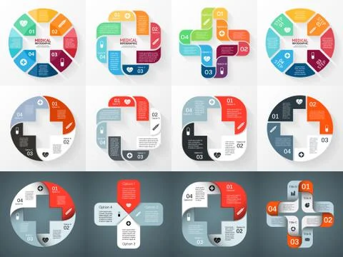 Vector circle plus sign infographic. Template for diagram, graph, presentation Stock Illustration