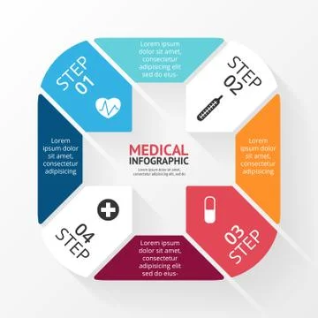 Vector circle plus sign infographic. Template for diagram, graph, presentation Stock Illustration