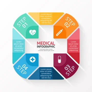 Vector circle plus sign infographic. Template for diagram, graph, presentation Stock Illustration