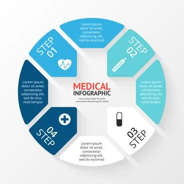 Vector circle plus sign infographic. Template for diagram, graph, presentation Stock Illustration