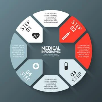 Vector circle plus sign infographic. Template for diagram, graph, presentation Stock Illustration