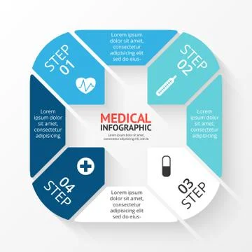 Vector circle plus sign infographic. Template for diagram, graph, presentation Stock Illustration
