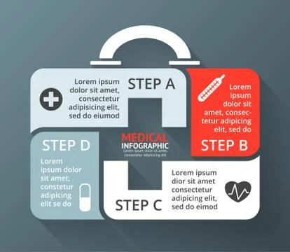 Vector circle plus sign medicine chest healthcare infographic, diagram, graph Stock Illustration