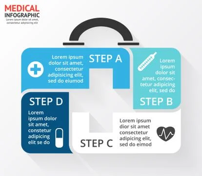 Vector circle plus sign medicine chest healthcare infographic, diagram, graph Stock Illustration