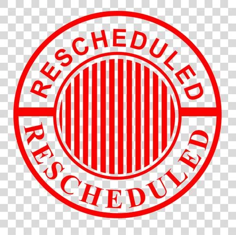 Vector Circle Red Rectangle Rubber Stamp Effect, Rescheduled, re-scheduled, a Illustrazione stock