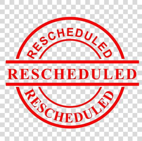 Vector Circle Red Rectangle Rubber Stamp Effect, Rescheduled, re-scheduled, a Stock Illustration