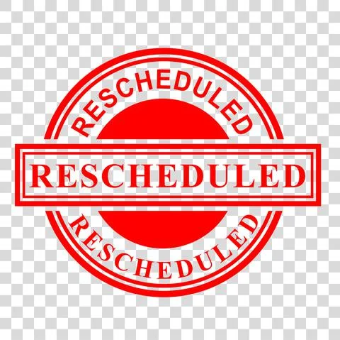 Vector Circle Red Rectangle Rubber Stamp Effect, Rescheduled, re-scheduled, a Illustrazione stock