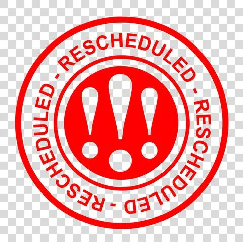 Vector Circle Red Rectangle Rubber Stamp Effect, Rescheduled, re-scheduled, a Stock Illustration