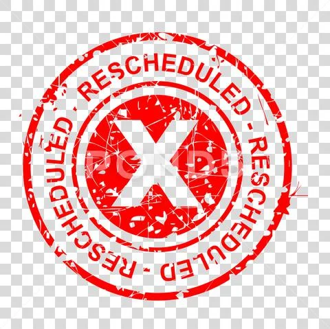 Vector Circle Red Rectangle Rubber Stamp Effect, Rescheduled, re-scheduled, a Ilustração Stock