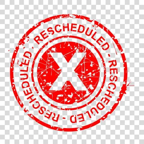 Vector Circle Red Rectangle Rubber Stamp Effect, Rescheduled, re-scheduled, a Stock Illustration