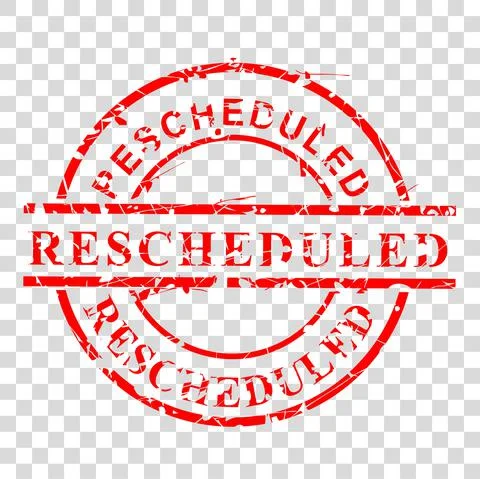 Vector Circle Red Rectangle Rubber Stamp Effect, Rescheduled, re-scheduled, a Stock Illustration