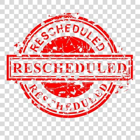 Vector Circle Red Rectangle Rubber Stamp Effect, Rescheduled, re-scheduled, a Stock Illustration