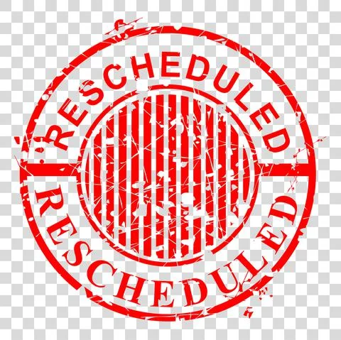 Vector Circle Red Rectangle Rubber Stamp Effect, Rescheduled, re-scheduled, a Stock Illustration