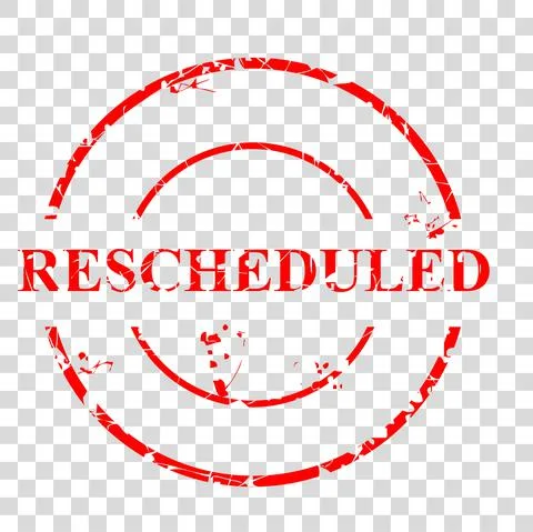 Vector Circle Red Rectangle Rubber Stamp Effect, Rescheduled, re-scheduled, a Illustrazione stock