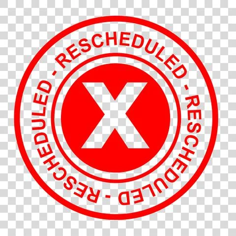 Vector Circle Red Rectangle Rubber Stamp Effect, Rescheduled, re-scheduled, a Stock Illustration