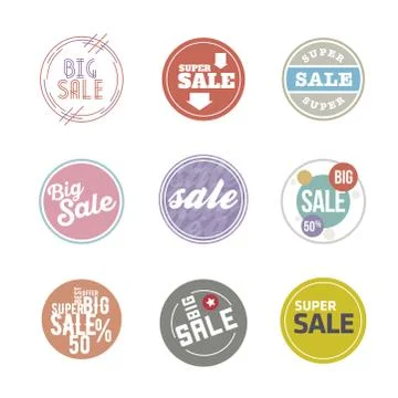 Vector Circle Sale Sticker Set Stock Illustration