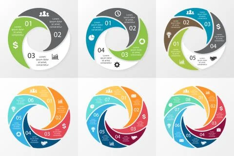 Vector circle swirl infographic. Template for cycle diagram, graph, presentation Stock Illustration