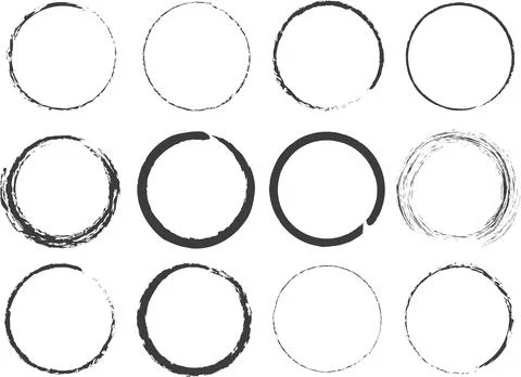 Vector circles with a brush on a white background Stock Illustration
