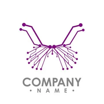 Vector circuit board isolated simple abstract butterfly. Butterfly icon vecto Illustrazione stock