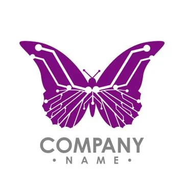 Vector circuit board isolated simple abstract butterfly. Butterfly icon vecto Stock Illustration