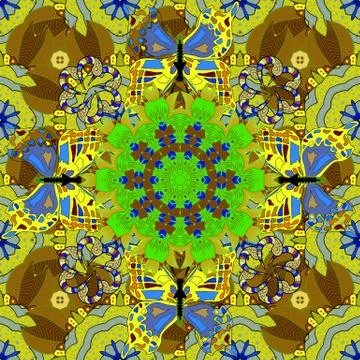 Vector circular abstract mandalas pattern. Arabesque. Round ornament with intert Stock Illustration