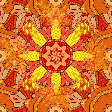 Vector circular abstract mandalas pattern. Round ornament with intertwined branc Stock Illustration