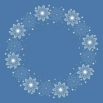 Vector circular frame of snowflakes and snow grains Ilustración de archivo