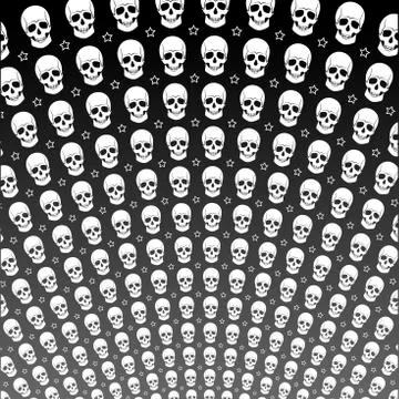 Vector. Circular pattern of skulls on a grey background. Star. M Stock Illustration