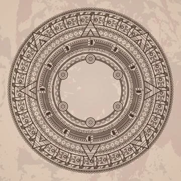 Vector circular pattern in the style of the Aztec calendar stone Illustrazione stock