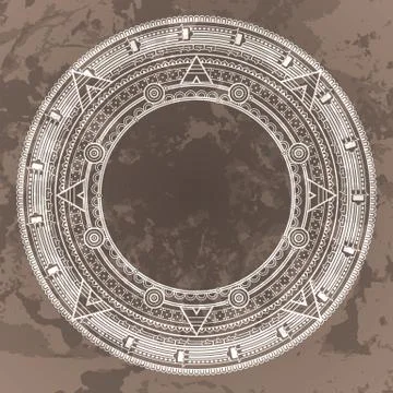 Vector circular pattern in the style of the Aztec calendar stone Illustrazione stock