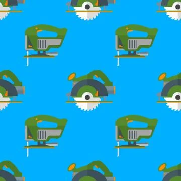 Vector circular saw jigsaw seamless pattern. Stock Illustration