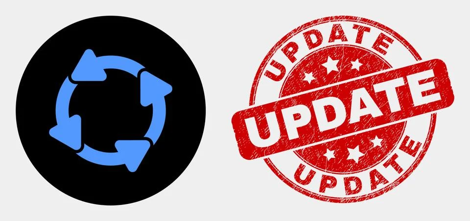 Vector Circulation Arrows Icon and Distress Update Watermark 스톡 일러스트