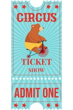 Vector Circus Bear Ticket Illustration. Stock Illustration