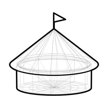 Vector circus tent in wireframe form Stock Illustration